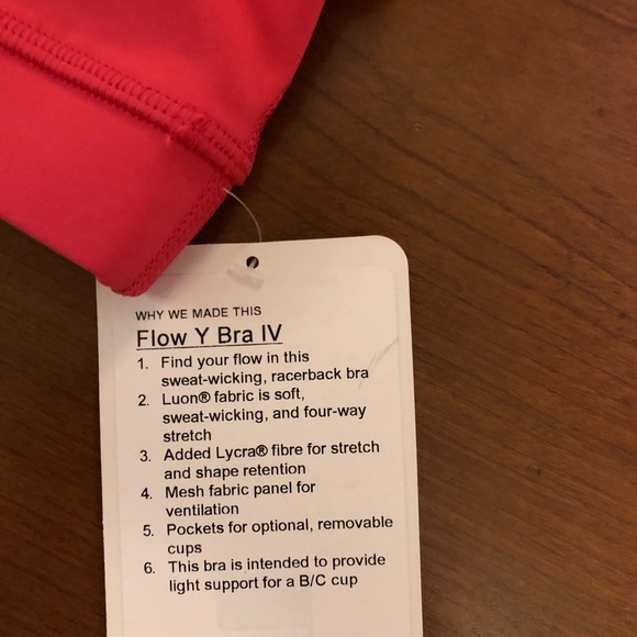 Flow Y Bra IV Lululemon Pink - Picture 5 of 6